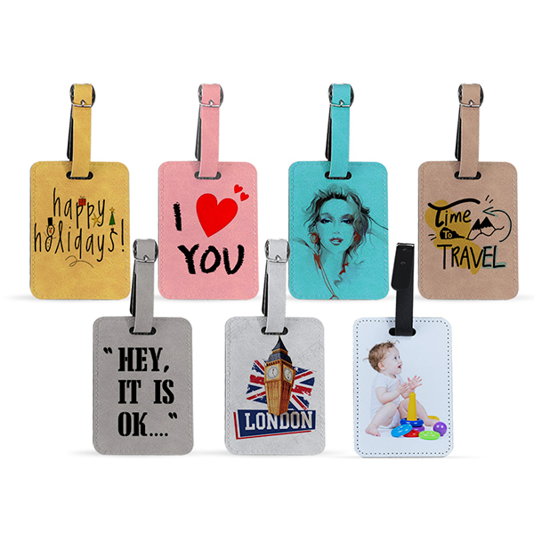 Sublimation Colored PU Leather Luggage Tag
