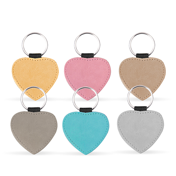 Sublimation Double Side Printable Blank PU Leather Keyring-Heart