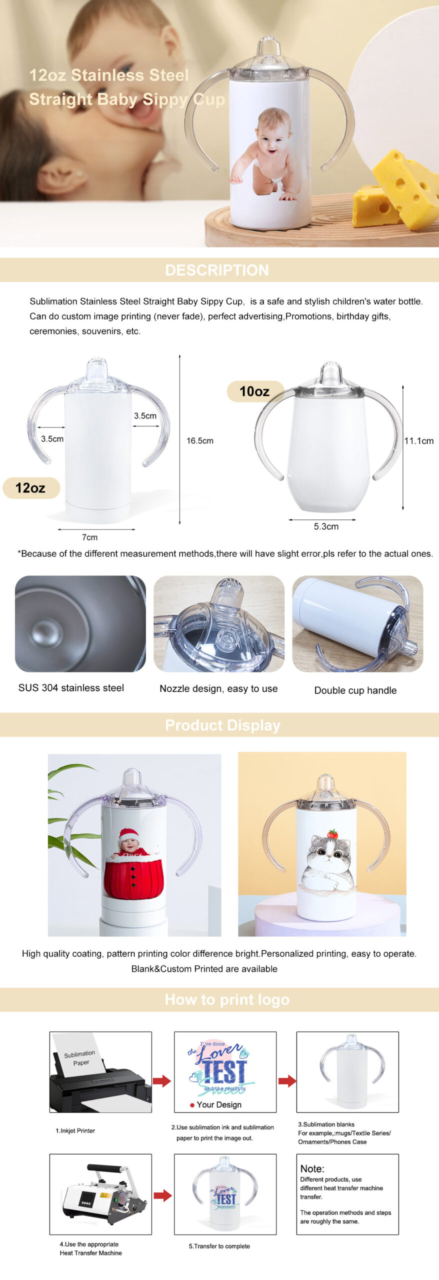 ublimation 12oz Baby-Sippy-Cup