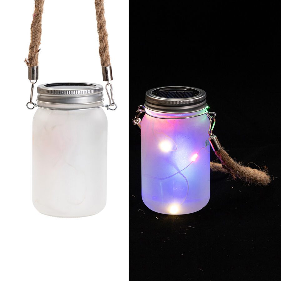 Custom Gradient Sublimation Solar Mason Jar with Hemp Rope & Bamboo Lid