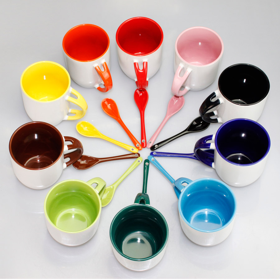 sublimation 12oz Double Color Coffee Mug with Spoon