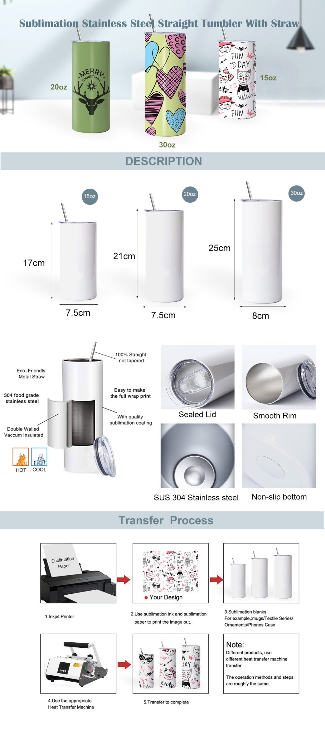 20 oz skinny sublimation tumblers
