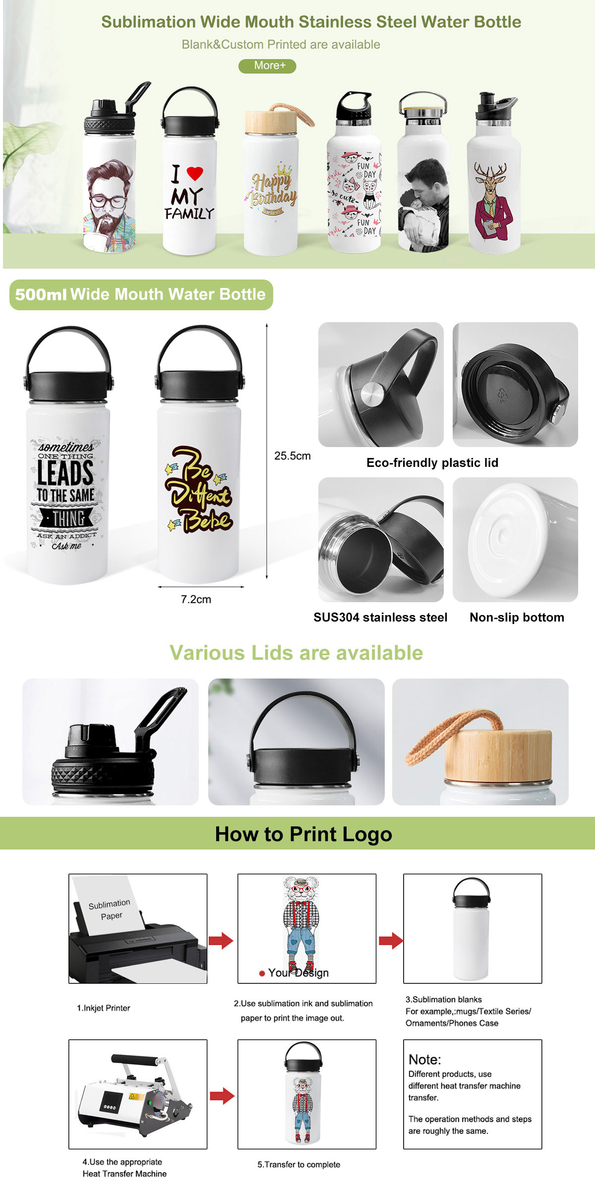 sublimation 500ml Stainless steel tumbler