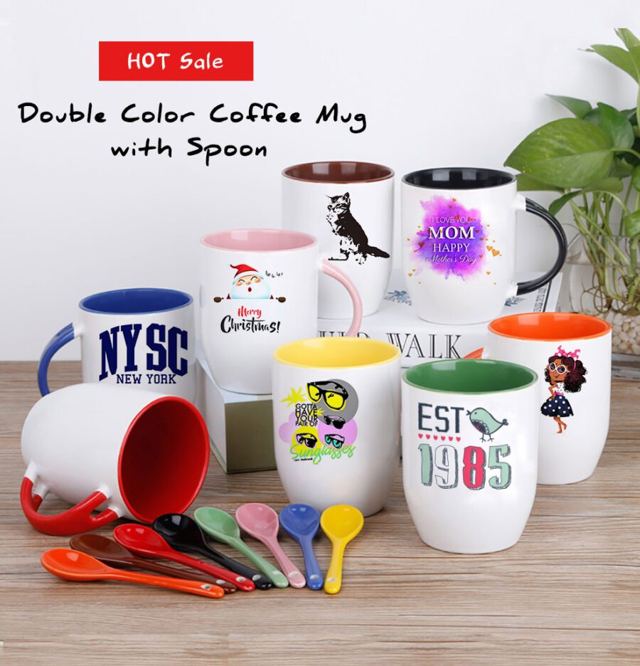 sublimation ceramic-mug with spoon