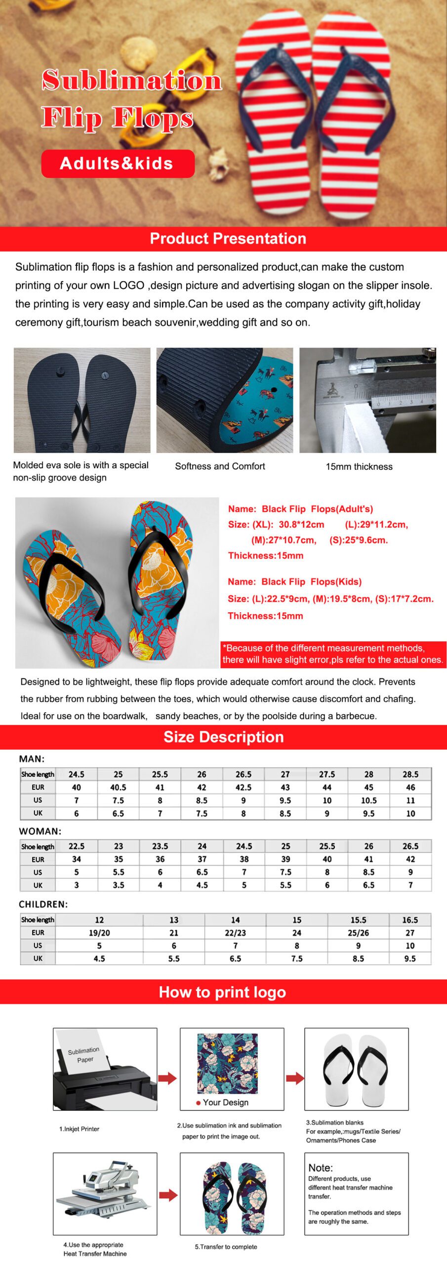 Sublimation Printed Flip Flops