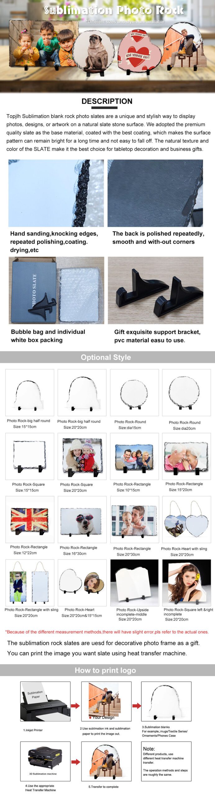 sublimation Photo Rock Digital Printed Photo Slate