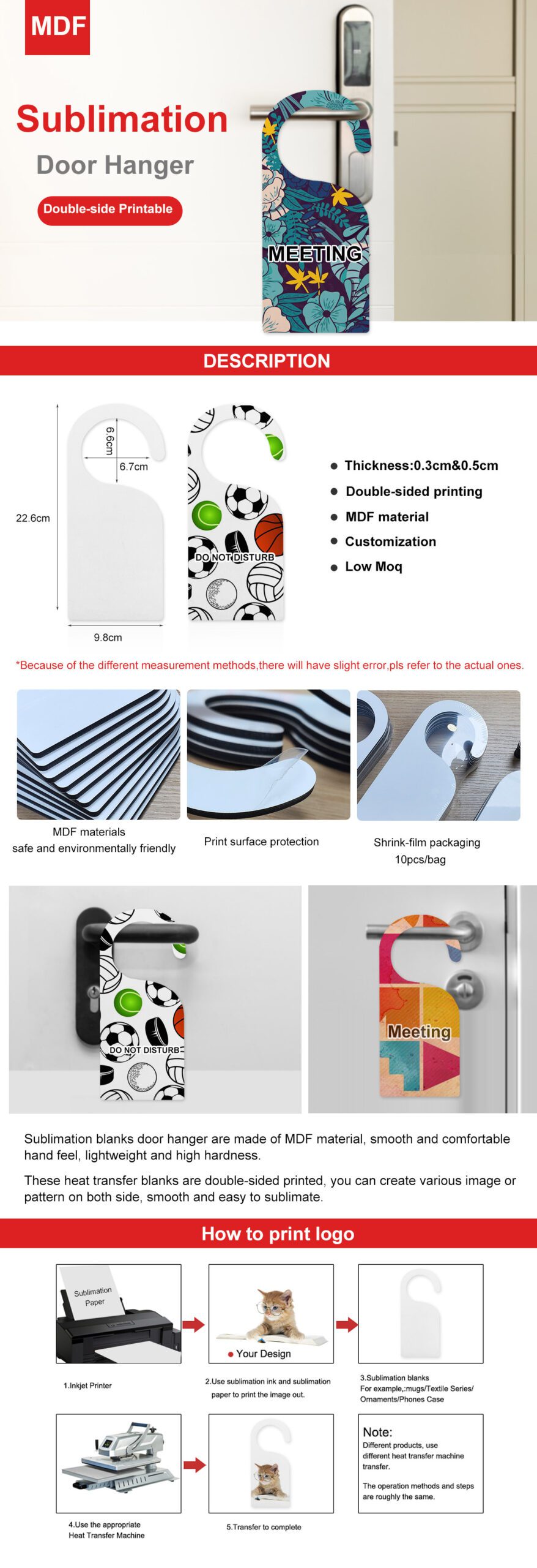 Customizable Sublimation Door Hanger-Double side printable ...