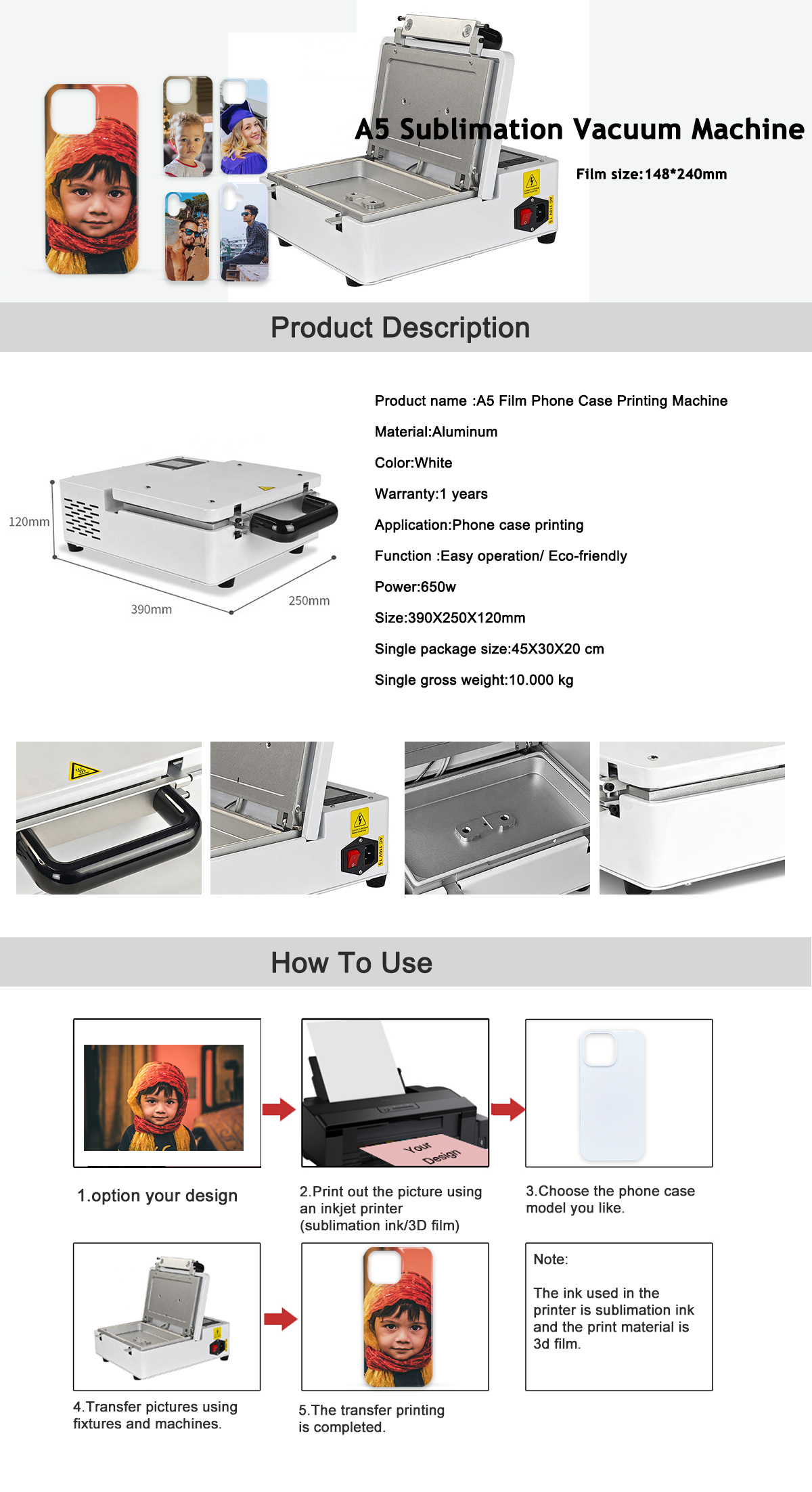A5 Sublimation Vacuum machine for Phone Case Film