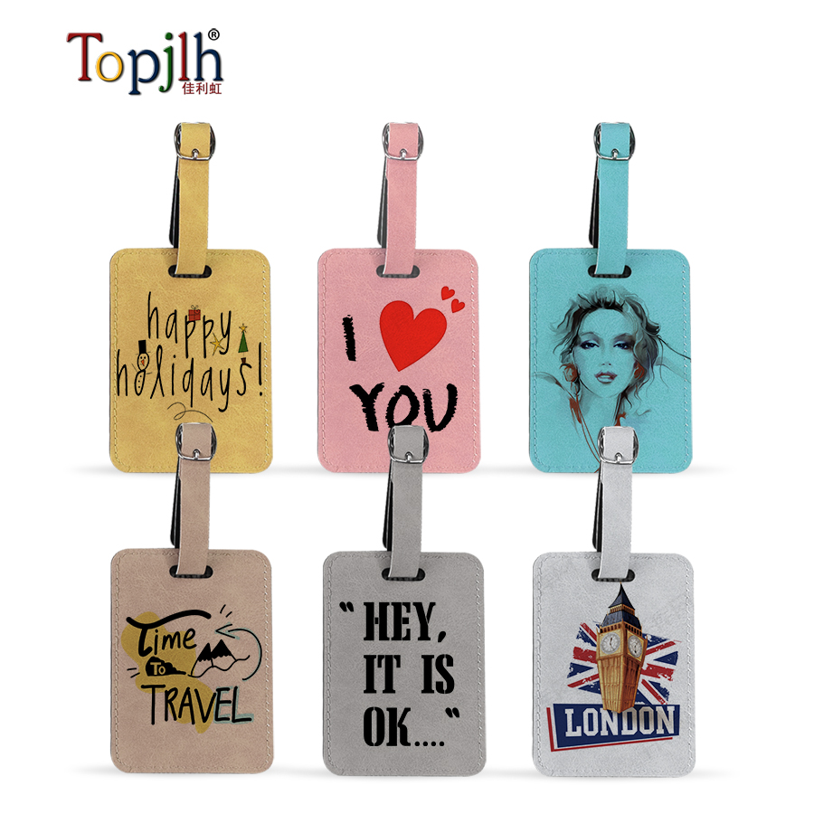 Sublimation PU Leather Luggage Tag Set with Straps