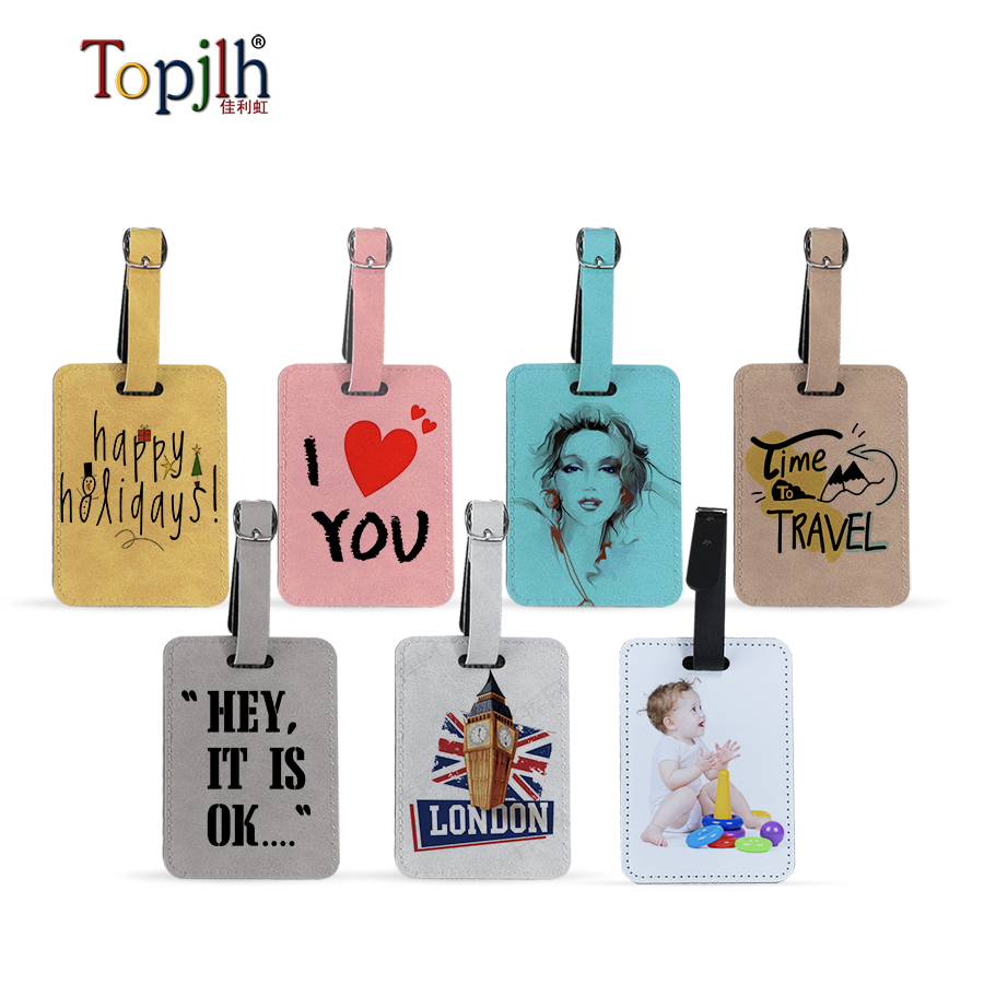 Sublimation PU Leather Luggage Tag Set with Straps