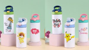 Sublimation 12oz Kids Stainless Steel Bottle With Silicon Straw