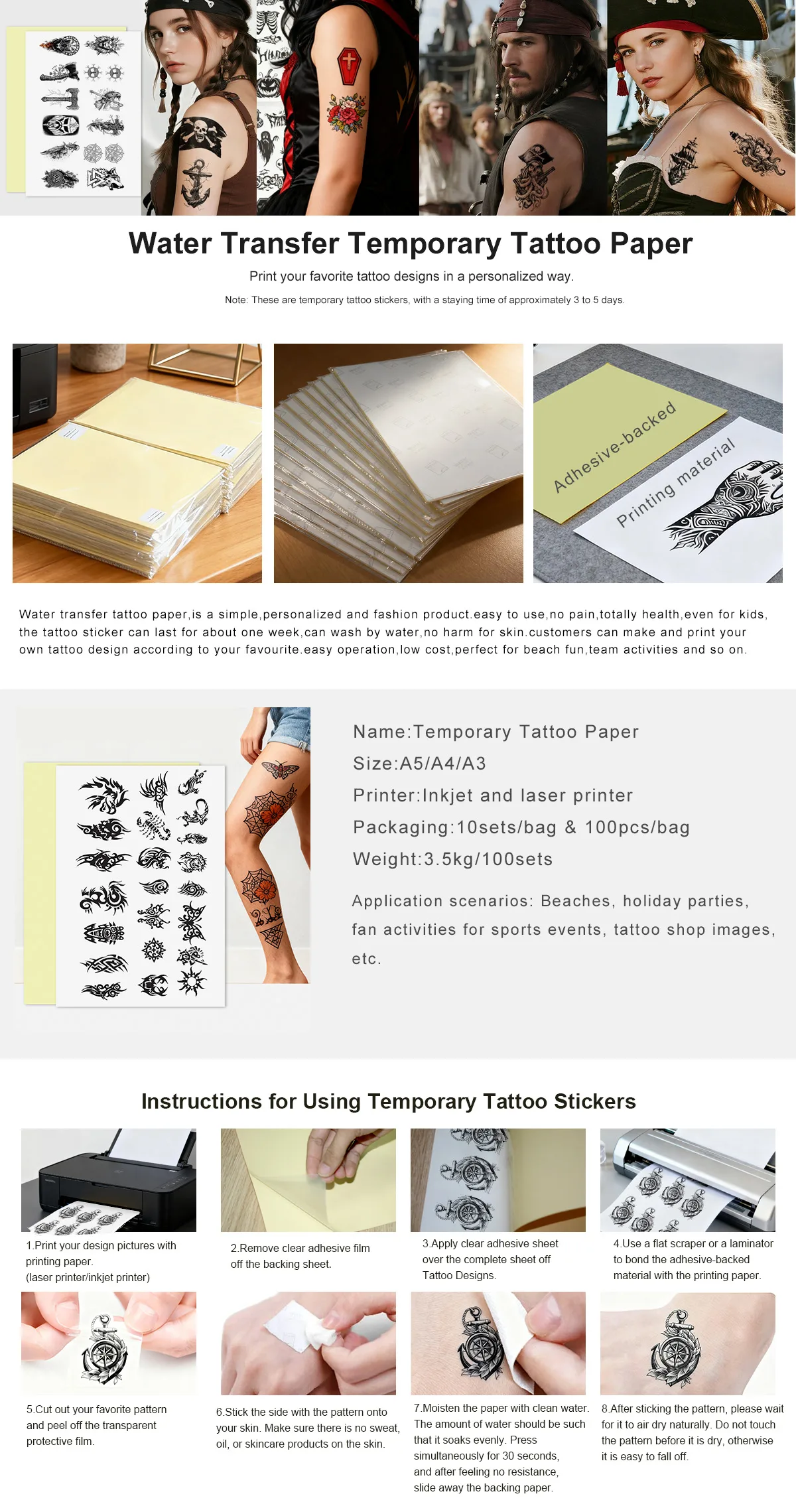 Temporary Tattoo paper