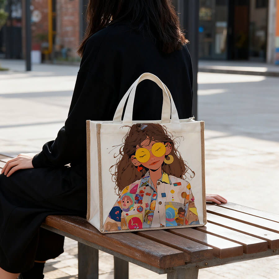 Linen Bohemian Tote Bag