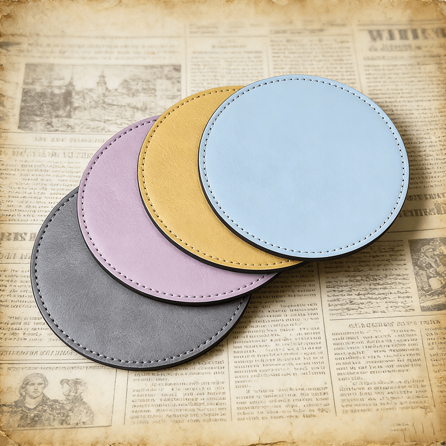 sublimation printed PU leather coaster