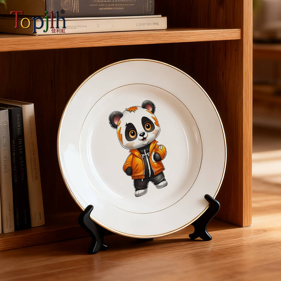 Custom Photo Gold Rim Ceramic Plate