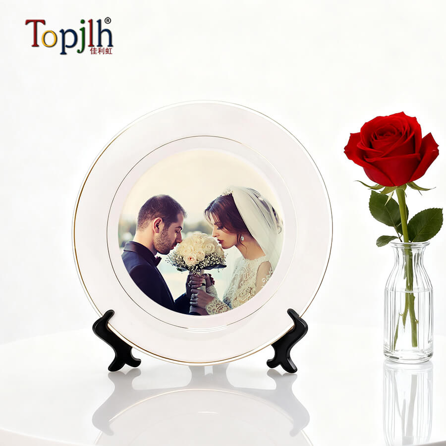 Custom Photo Gold Rim Ceramic Plate