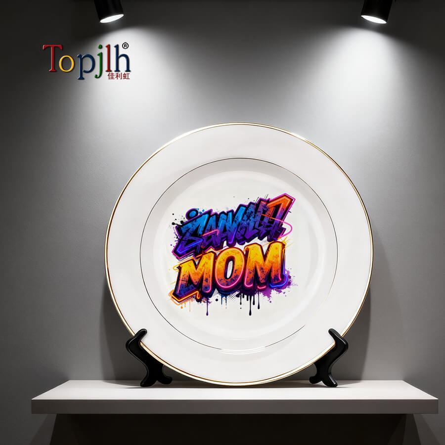 Custom Photo Gold Rim Ceramic Plate