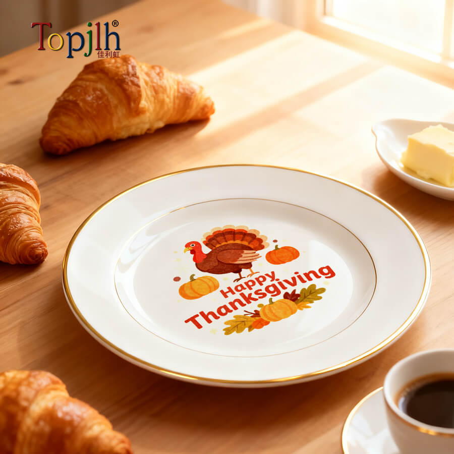 Custom Photo Gold Rim Ceramic Plate