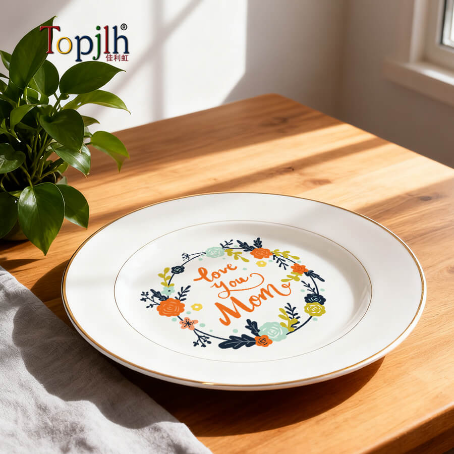 Custom Photo Gold Rim Ceramic Plate