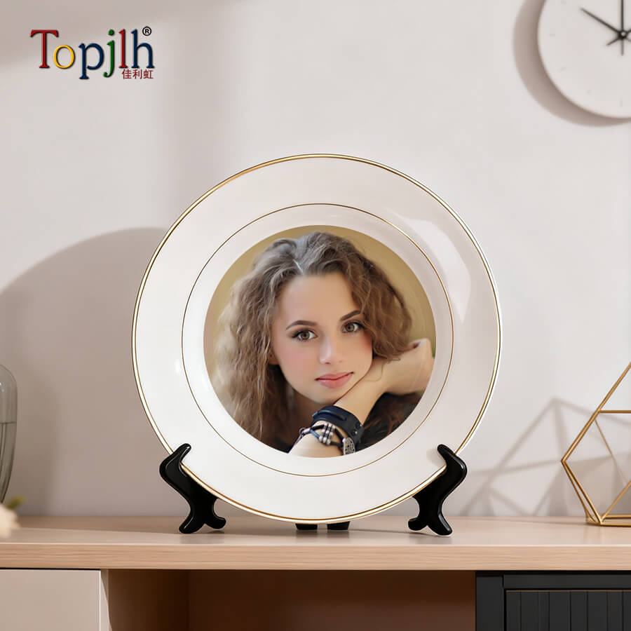 Custom Photo Gold Rim Ceramic Plate