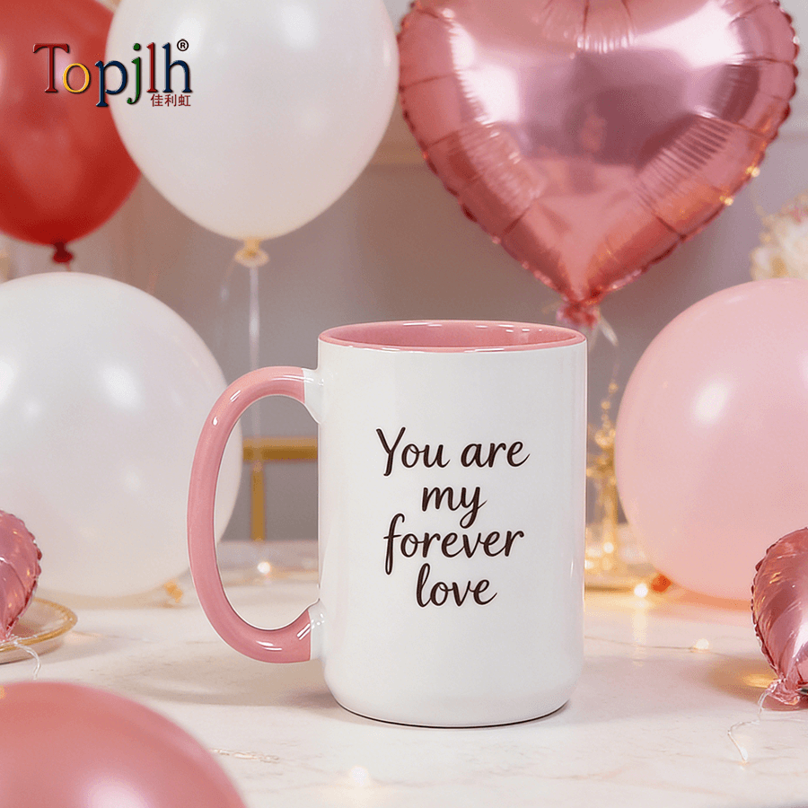 ：15oz White Sublimation Mugs | Rainbow Handles for DIY Gifts