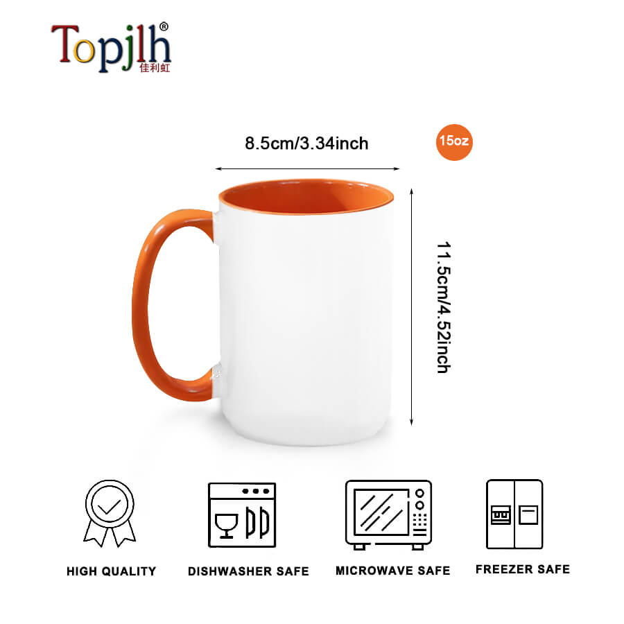 15oz sublimation blank coffee mugs with inner color