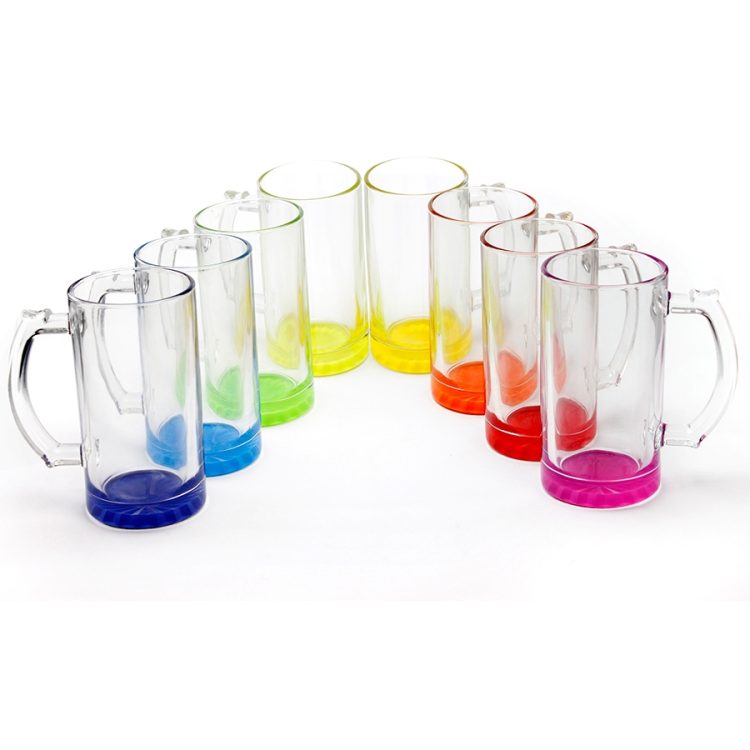 16oz sublimation Gradient Color Bottom Clear Glass Beer Mug