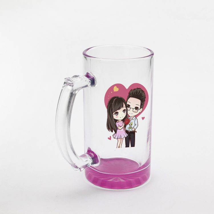 16oz sublimation Gradient Color Bottom Clear Glass Beer Mug