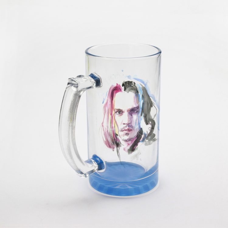 16oz sublimation Gradient Color Bottom Clear Glass Beer Mug