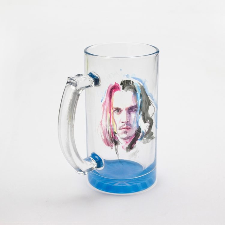 16oz sublimation Gradient Color Bottom Clear Glass Beer Mug
