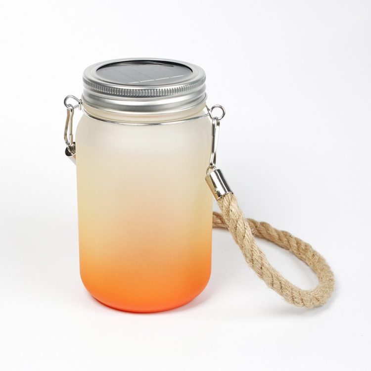 Gradient Color Solar Lamp Frosted Mason Jar with Hemp Rope (9)