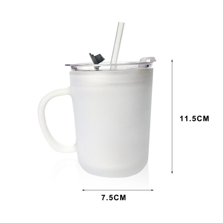 Sublimation 15oz Frosted Glass Cone Mug with Lid/Soft Straw