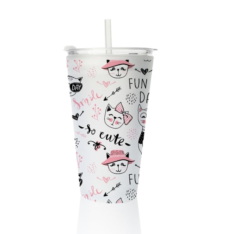 Sublimation 17oz Frosted Glass Cone Mug with Lid/Soft Straw