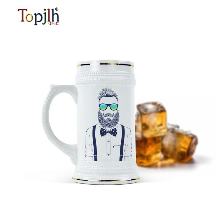Sublimation 20oz Ceramic Beer Mug with Gold Rim (20)