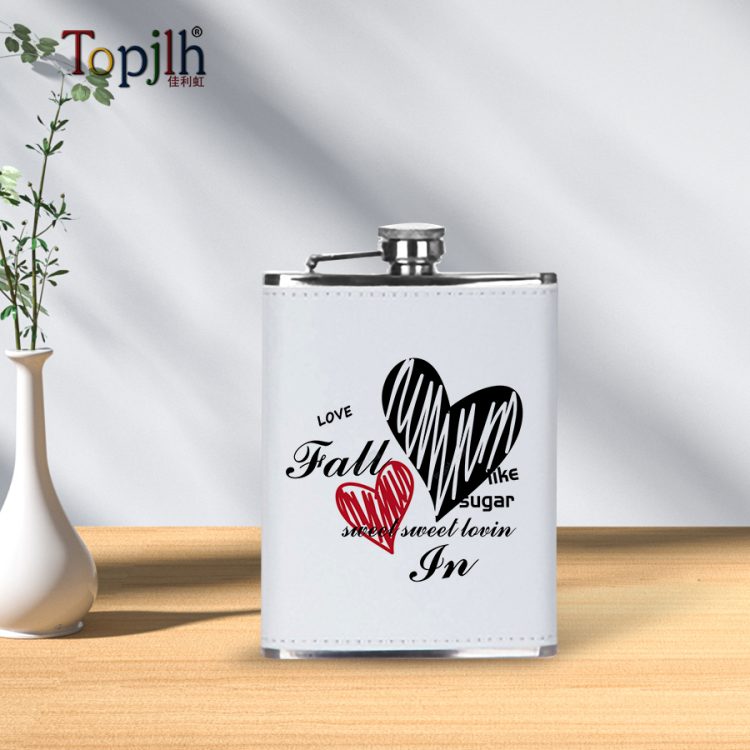 Custom 6oz Leather Flagon with Sublimation Print