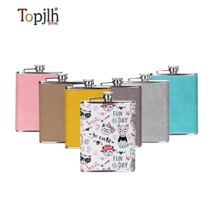 Custom 6oz Leather Flagon with Sublimation Print