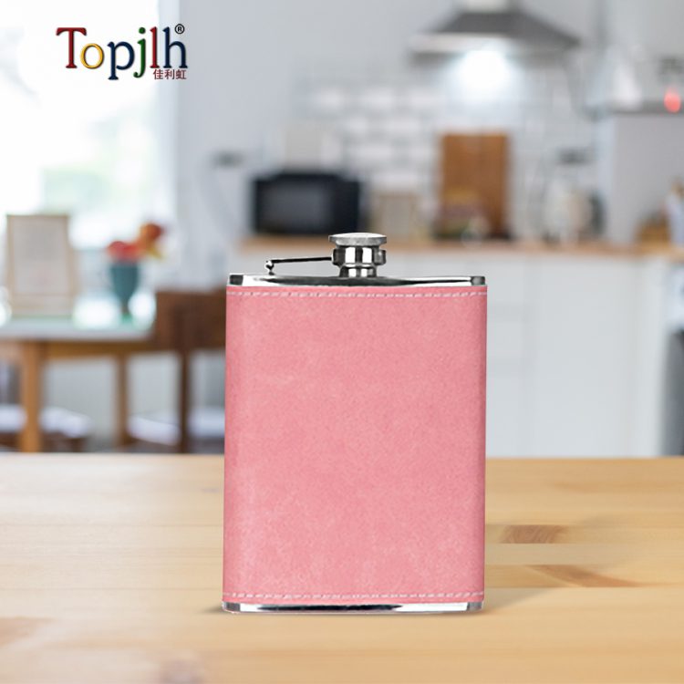 Custom 6oz Leather Flagon with Sublimation Print