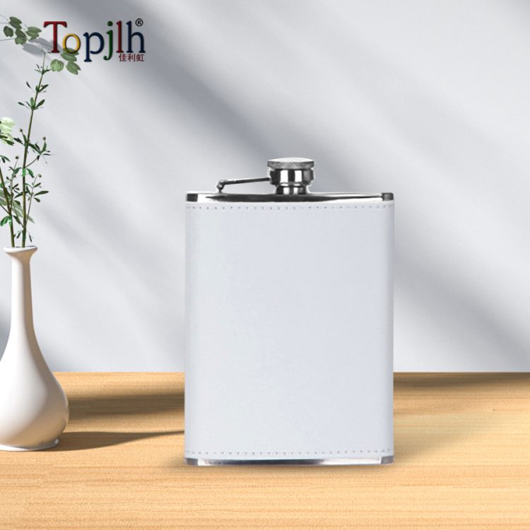 Custom 6oz Leather Flagon with Sublimation Print