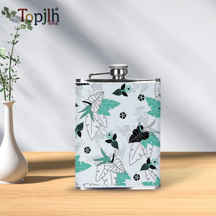 Custom 6oz Leather Flagon with Sublimation Print