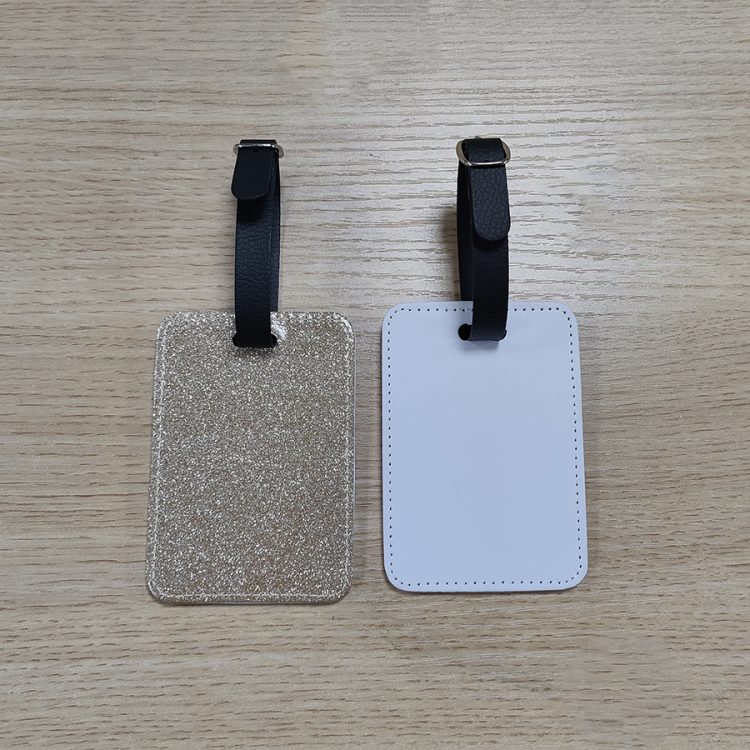 Sublimation PU Leather Luggage Tag With Glitter