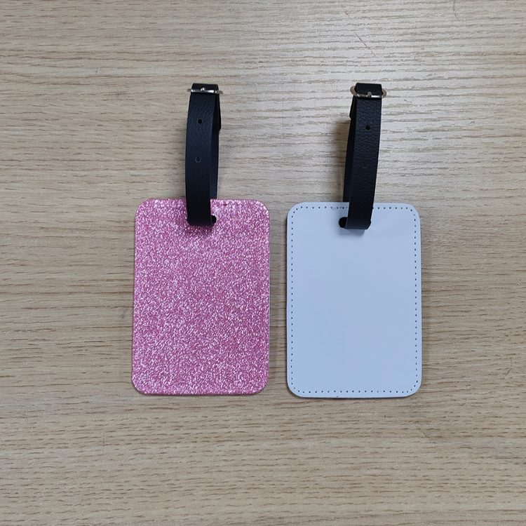 Sublimation PU Leather Luggage Tag With Glitter