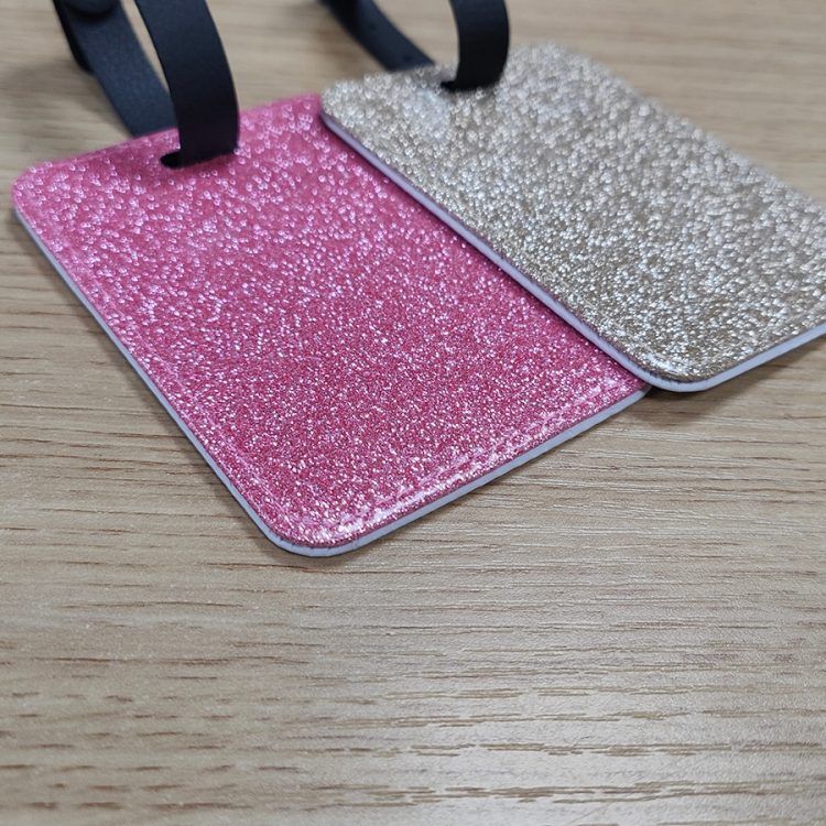 Sublimation PU Leather Luggage Tag With Glitter