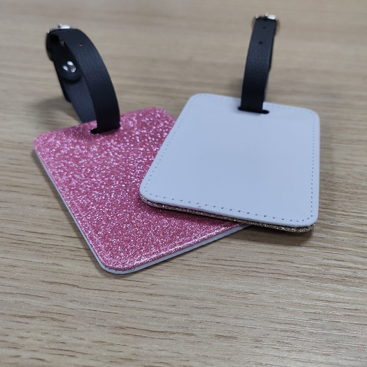 Sublimation PU Leather Luggage Tag With Glitter