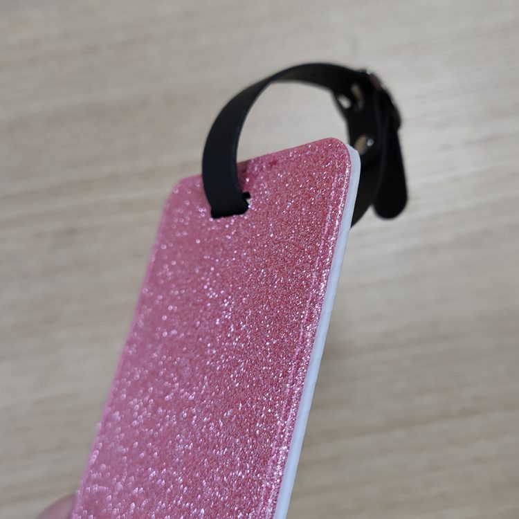 Sublimation PU Leather Luggage Tag With Glitter