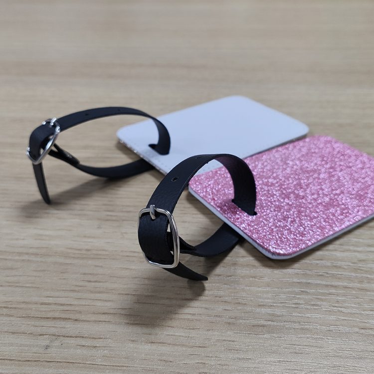 Sublimation PU Leather Luggage Tag With Glitter
