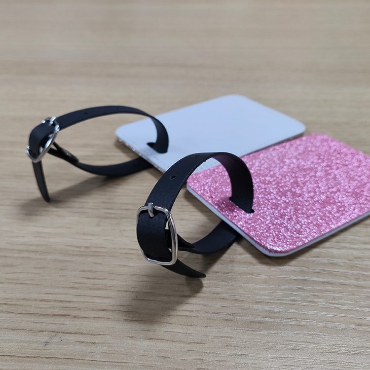 Sublimation PU Leather Luggage Tag With Glitter