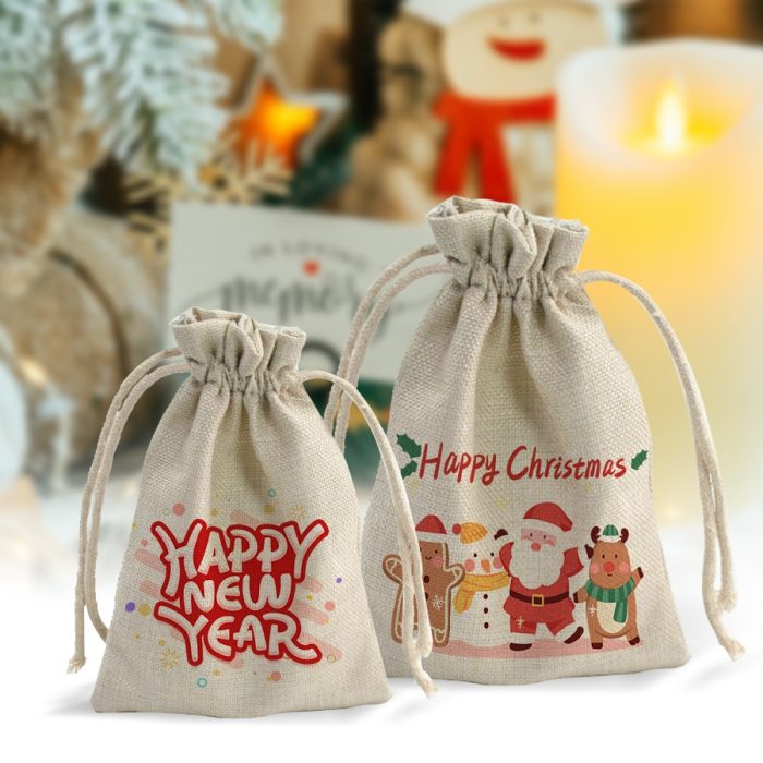 Wholesale Custom sublimation linen drawstring bags.