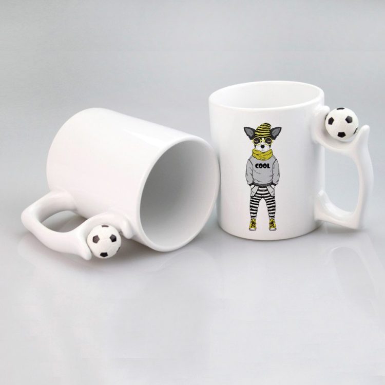 sublimation mug 11oz Football Handle White Mug