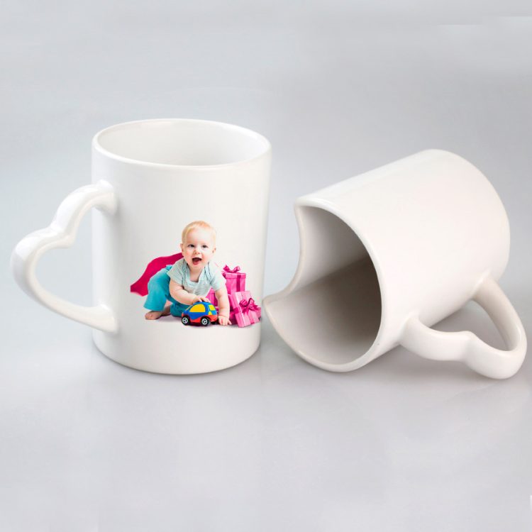 sublimation 11oz Lover's Mug with heart shape handle