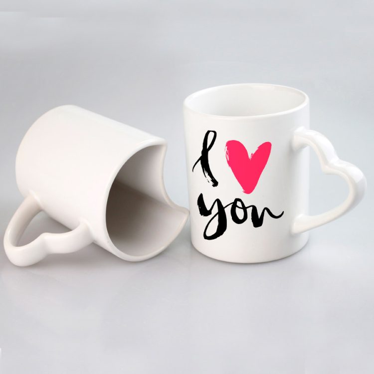 sublimation 11oz Lover's Mug with heart shape handle